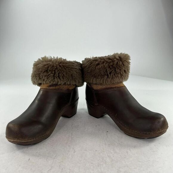Dansko Bessie Women's Brown Burnished Leather Boot US 7.5 Shearling Pull-On Shoe - Picture 4 of 13